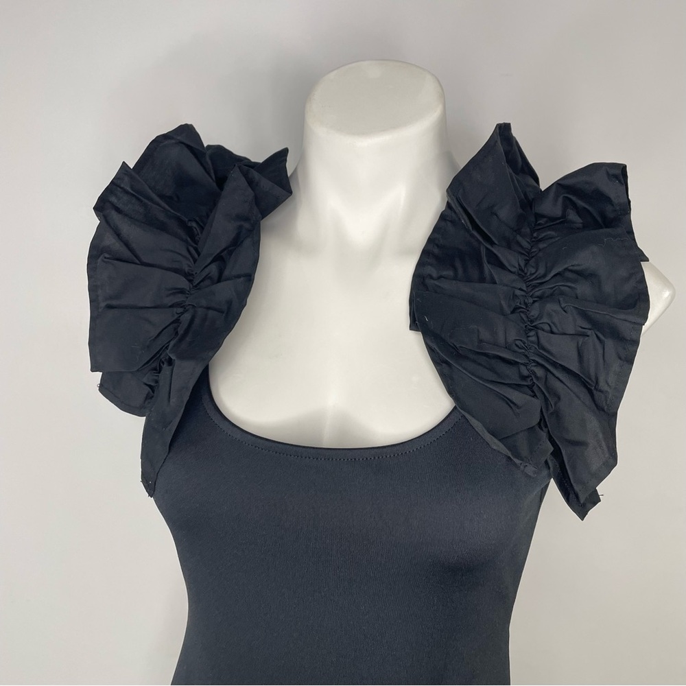 NY&C Black Ruffled Bodysuit Medium Tank Sleeveless NWT Retail $49.00 - Picture 5 of 8